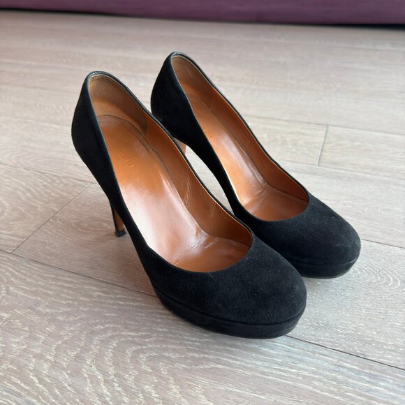 Gucci Black Suede Platform Pumps - Picture 2 of 5
